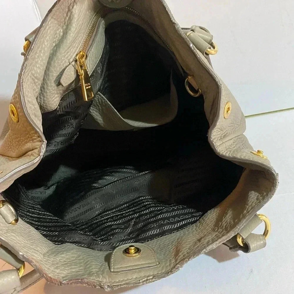 Prada gray pebbled leather satchel handbag - Picture 13 of 16